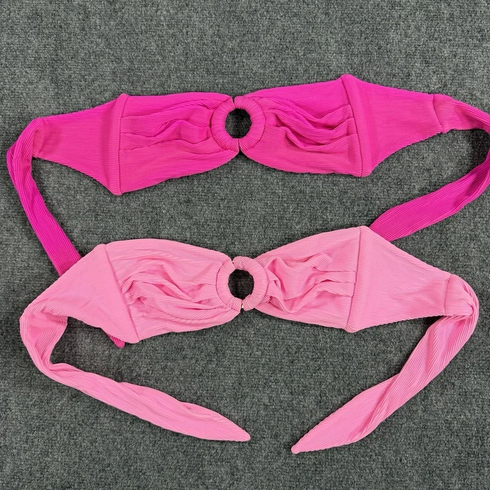 Kulani Kinis Bikini Top Womens Medium Pink Bundle Lot Bandeau Tie Swim Beach